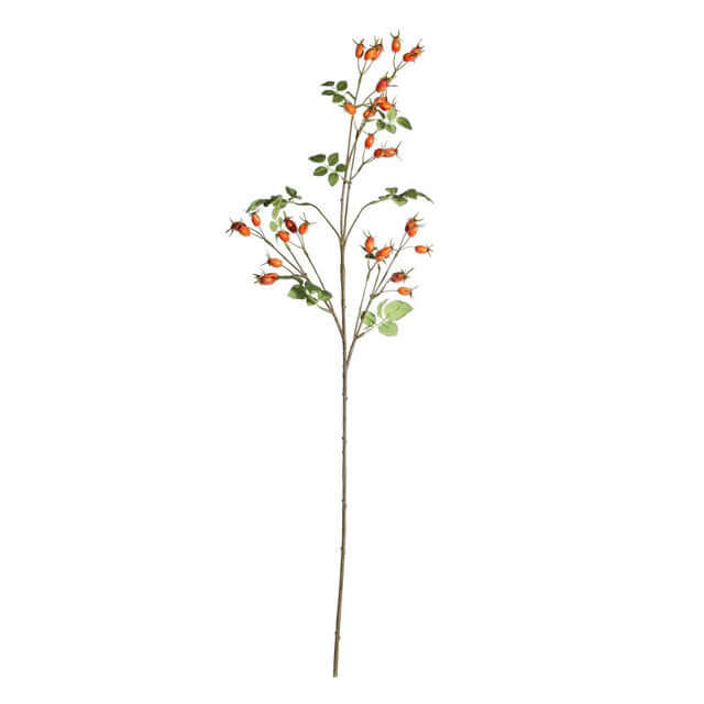 Artificial plant with orange flowers and green leaves on a white background