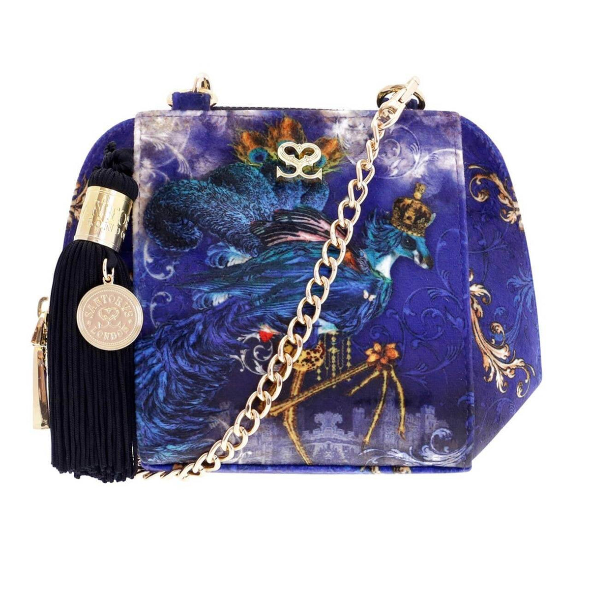  Santorus - Velvet Cross Body Bag - Paradisaea on a white background