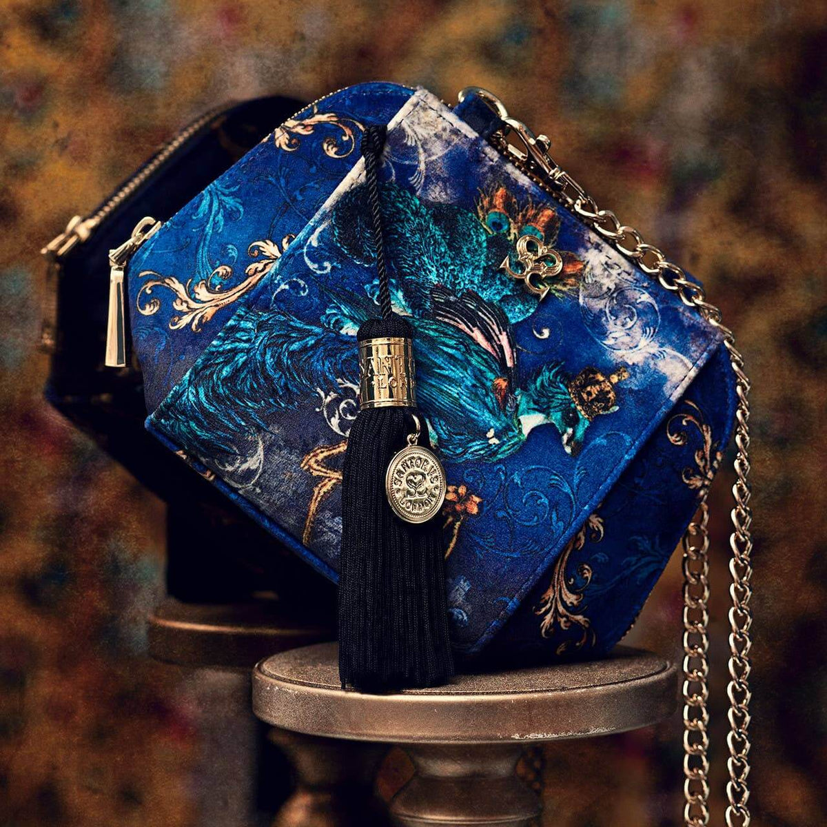 Santorus - Velvet Cross Body Bag - Paradisaea on  a pedestal