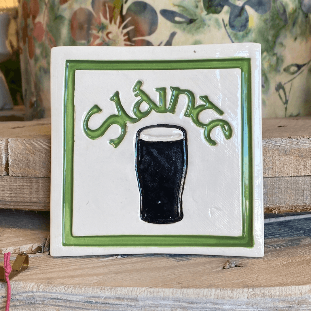 Handmade Ceramic Coaster - Slainte Pint
