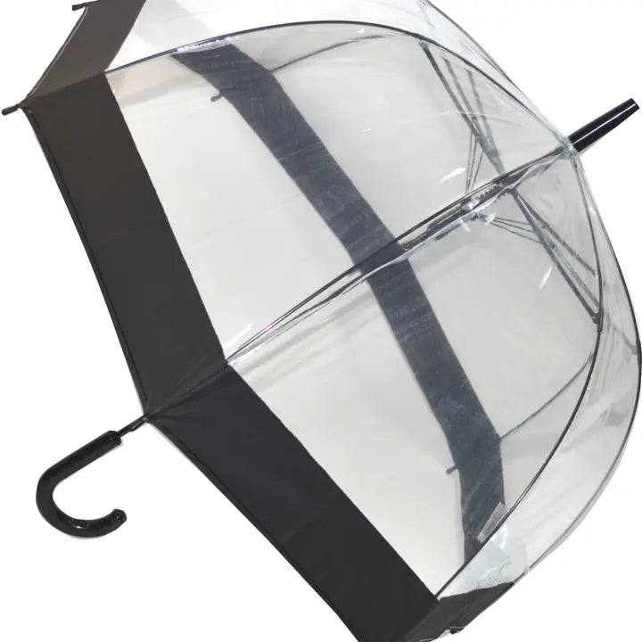 Stick Style Clear Dome Umbrella with Black Band