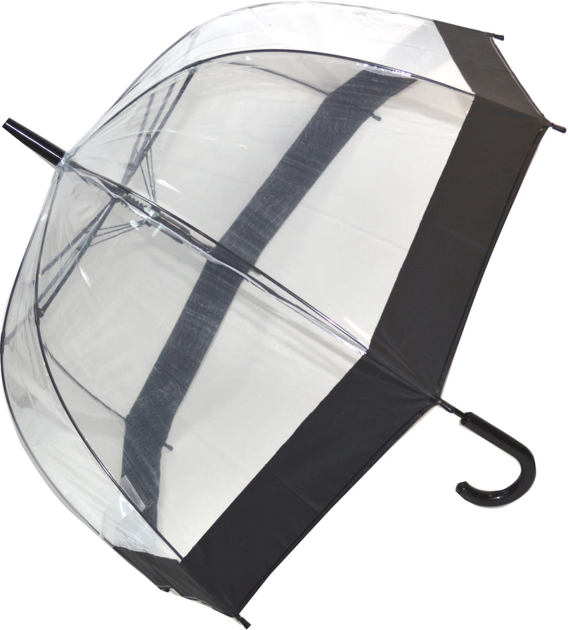 Stick Style Clear Dome Umbrella with Black Band