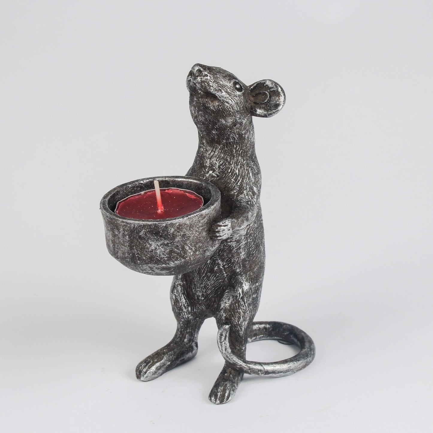 Resin Standing mouse candle holder on a white background
