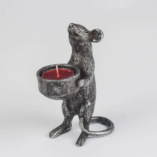 Resin Standing mouse candle holder on a white background
