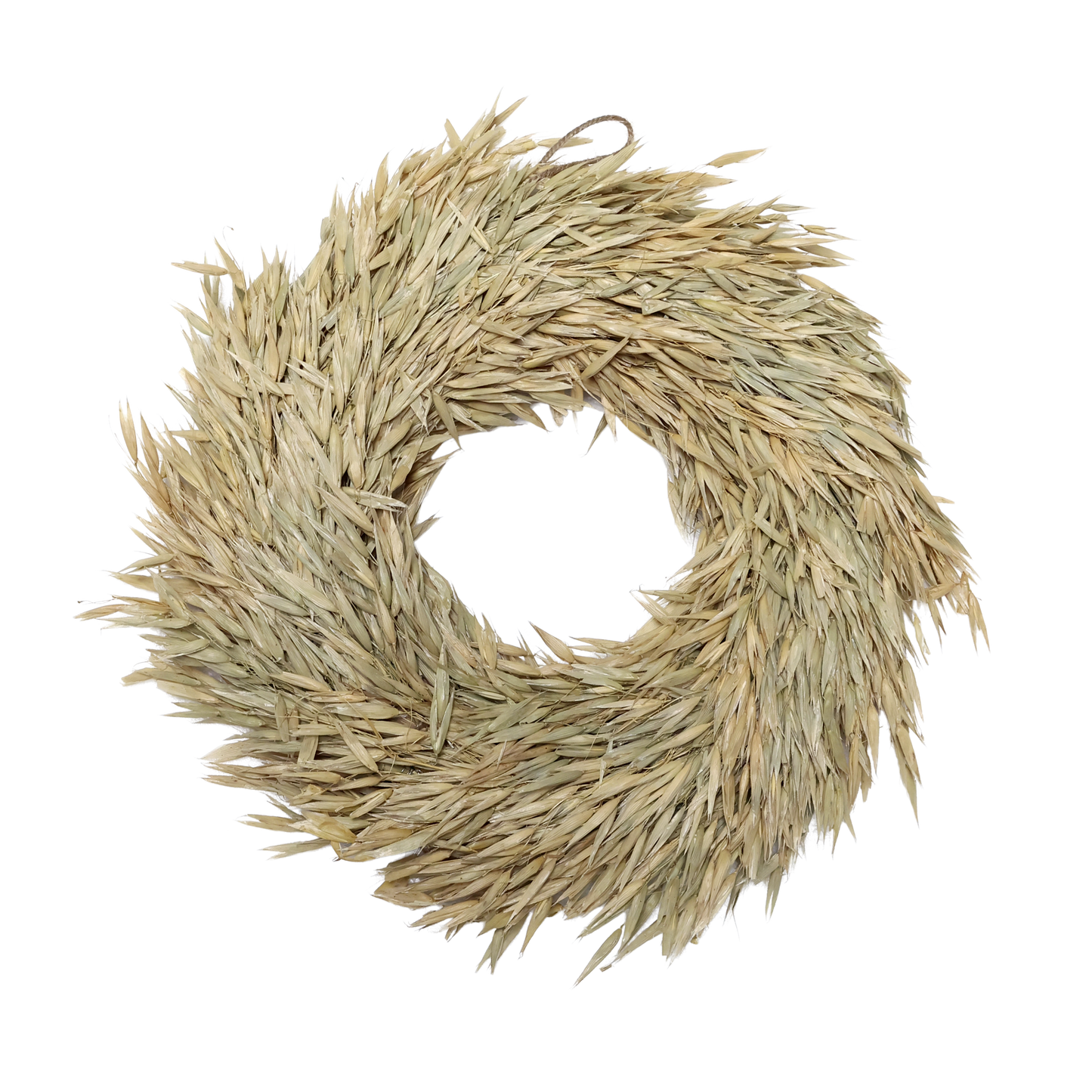 Woven straw wreath on a white background