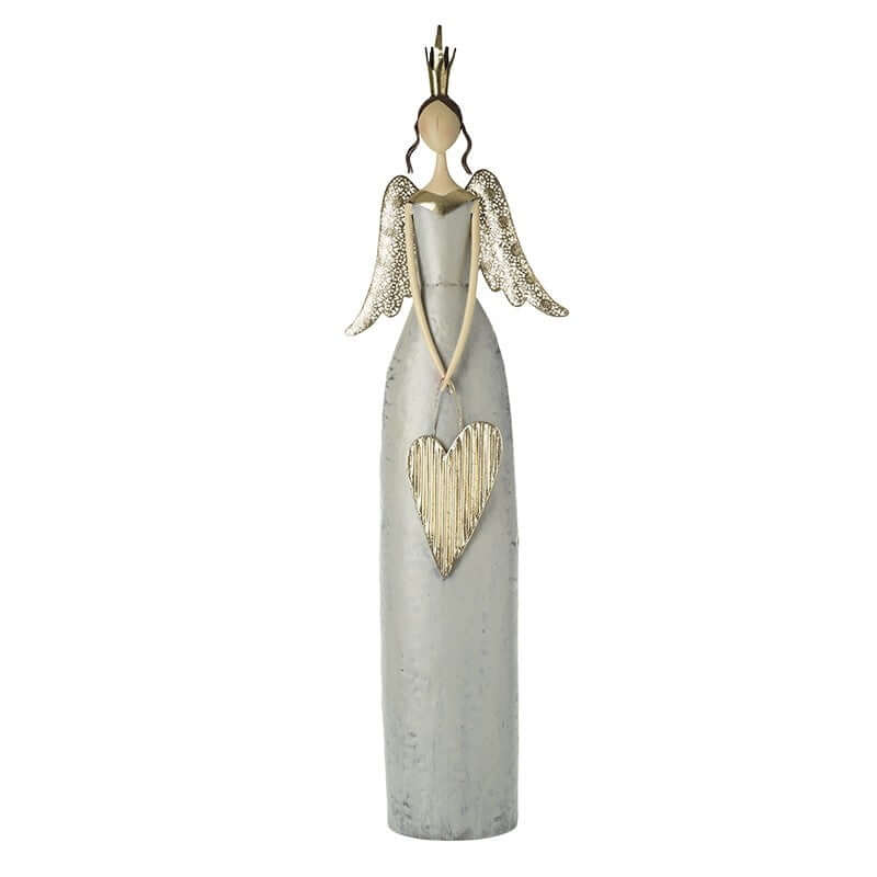 Decorative angel figurine with a heart on a white background