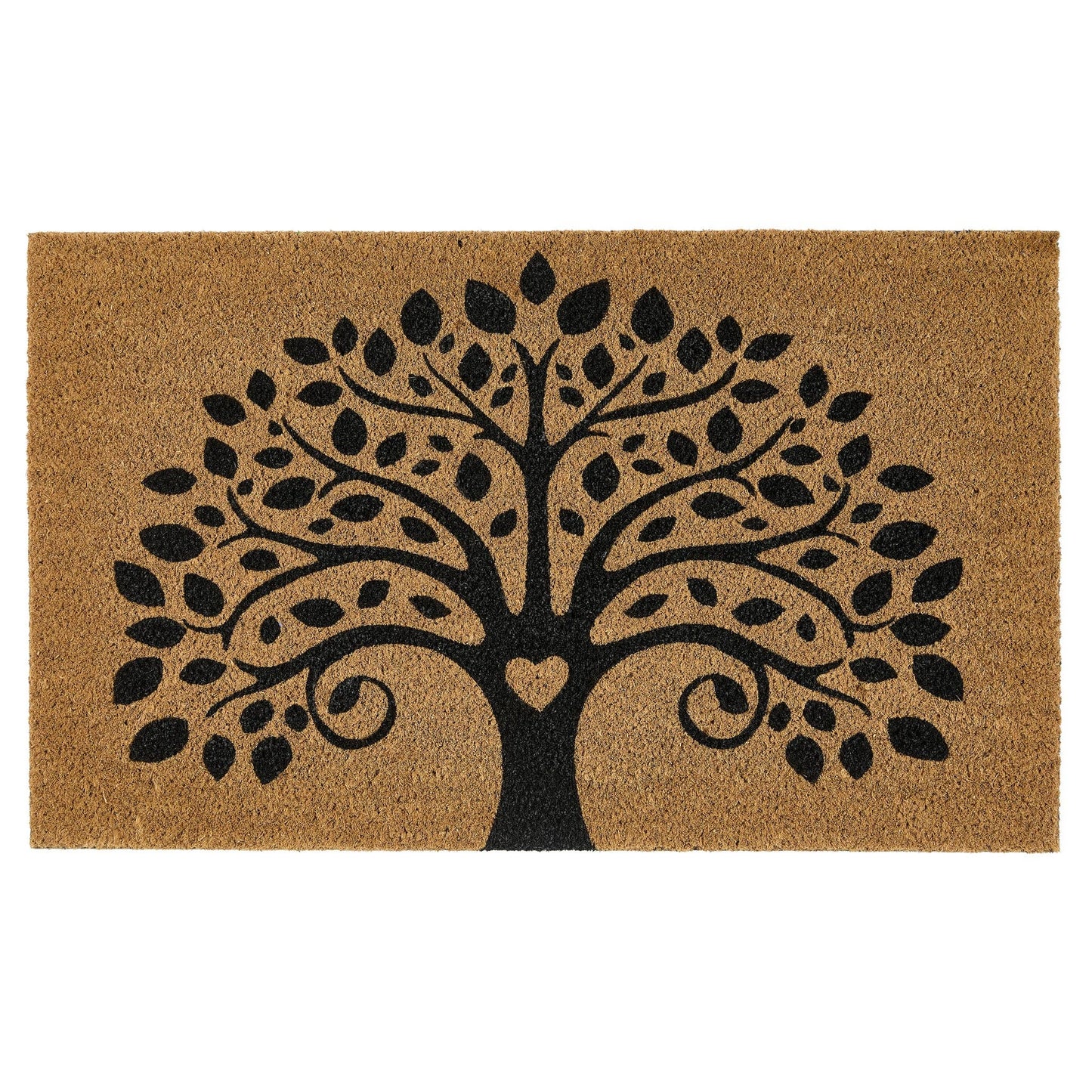 Doormat with a black tree design on a beige background