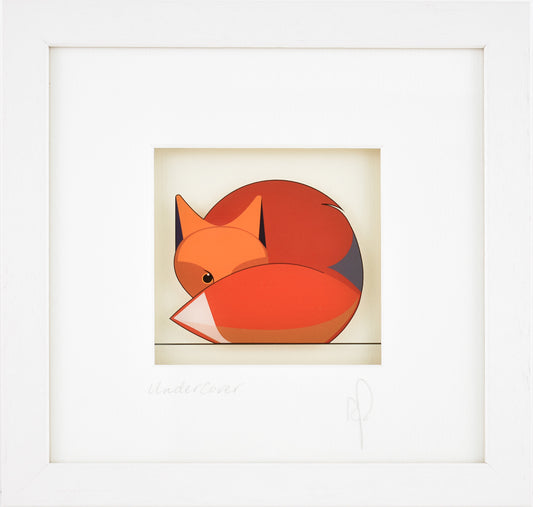 Framed illustration of a fox on a beige background