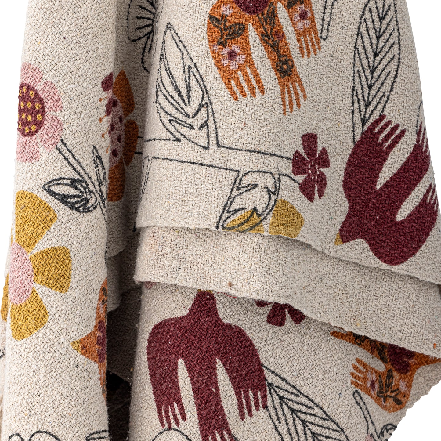 Textile with floral and abstract pattern on a neutral background