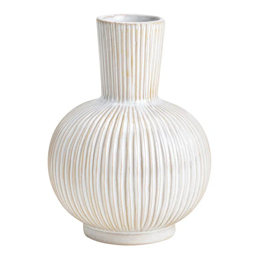 White Ribbed Vase