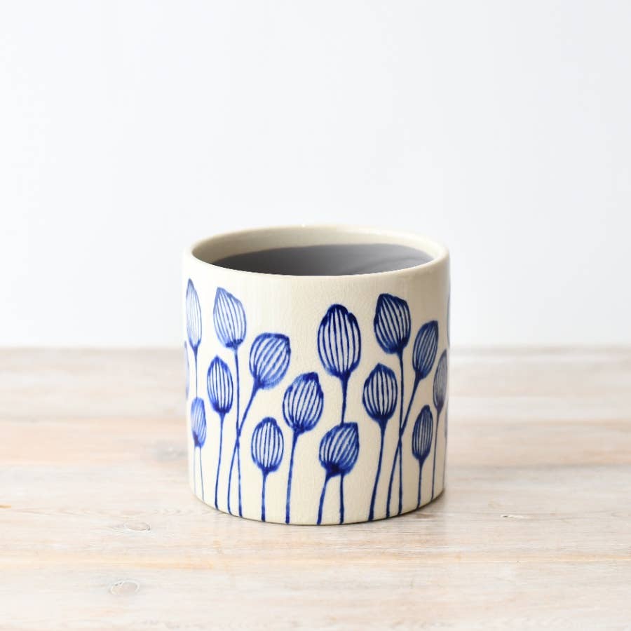 Stoneware Blue leaf Planter