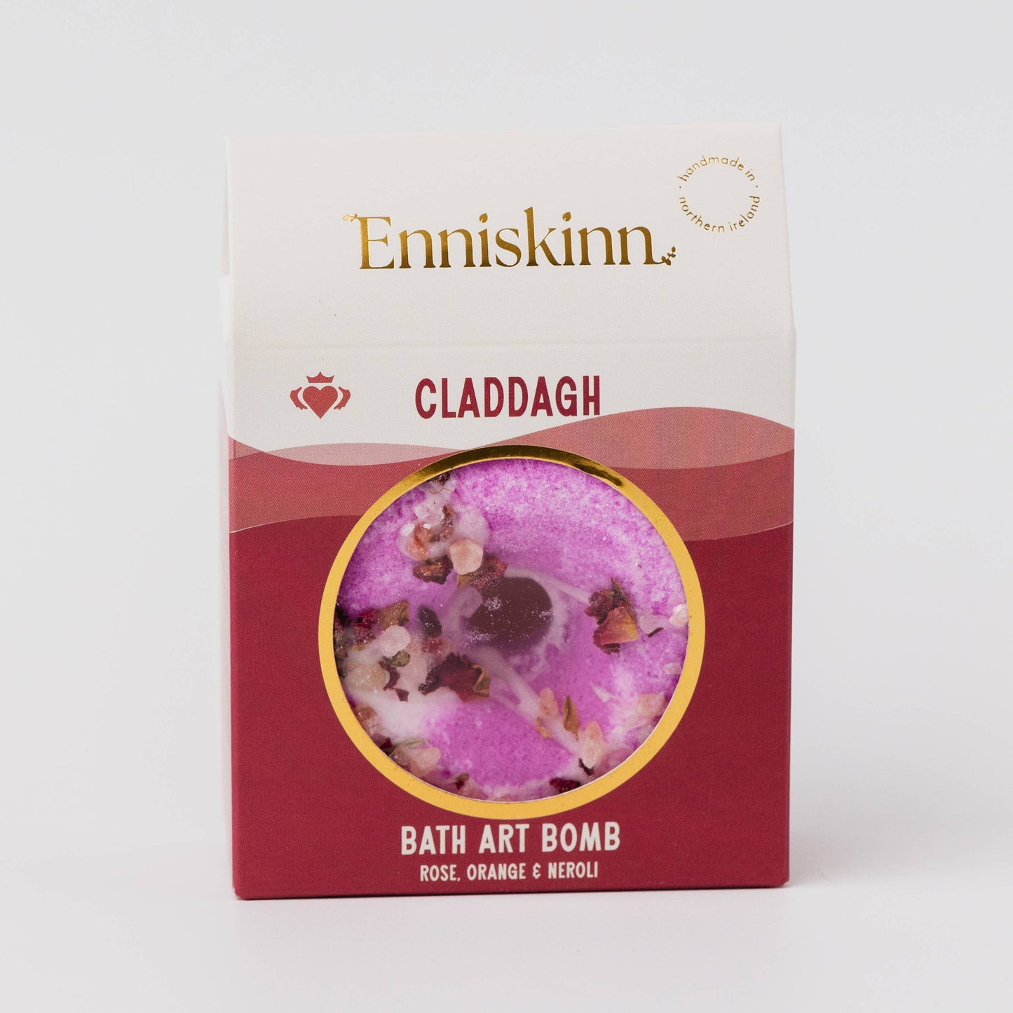 Enniskinn - Handmade N.Irish Selfcare - Claddagh Bath Art Bomb - Rose, Orange & Neroli