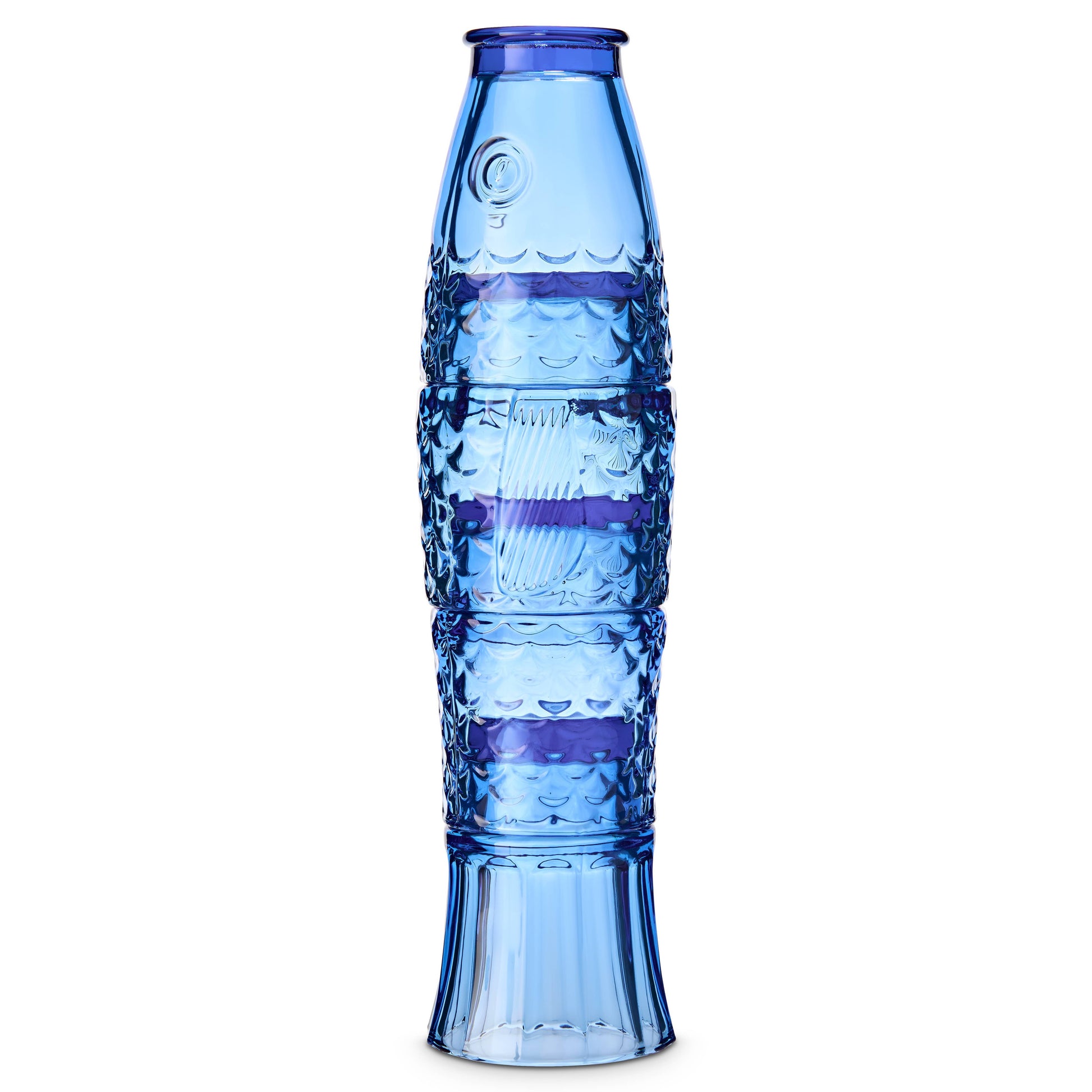 Fish Stacking Drinking Glass - Set of 4 Blue on white background