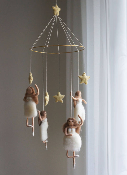 Felted Ballerinas in white dresses Mobile