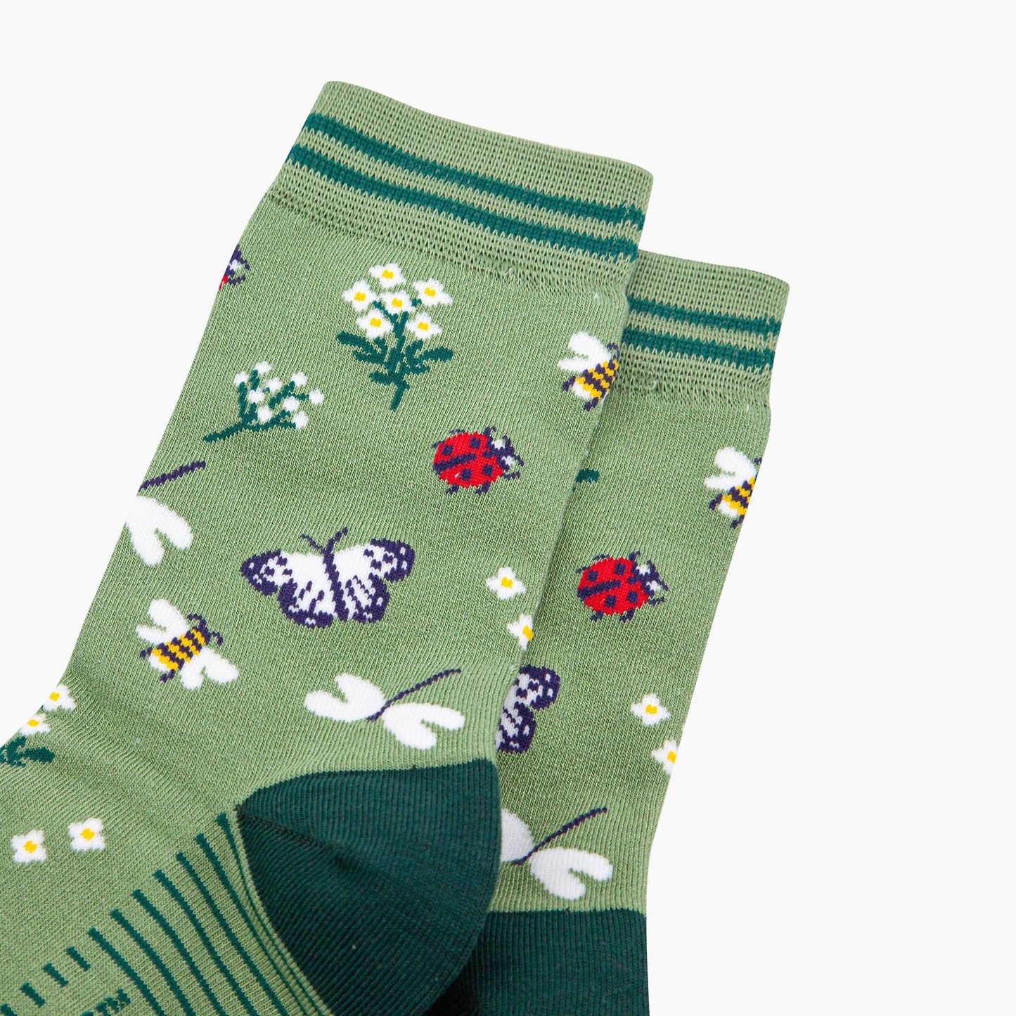 Garden Ladybird & Butterfly Bamboo Socks : UK 3-7 close up