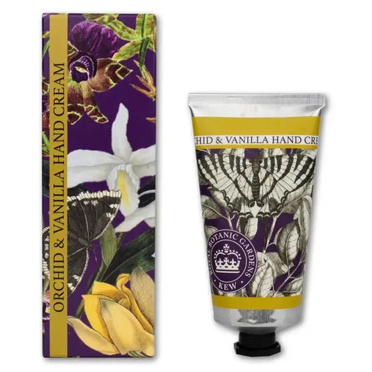 Tube and box of Kew Gardens Orchid and Vanilla Hand Cream