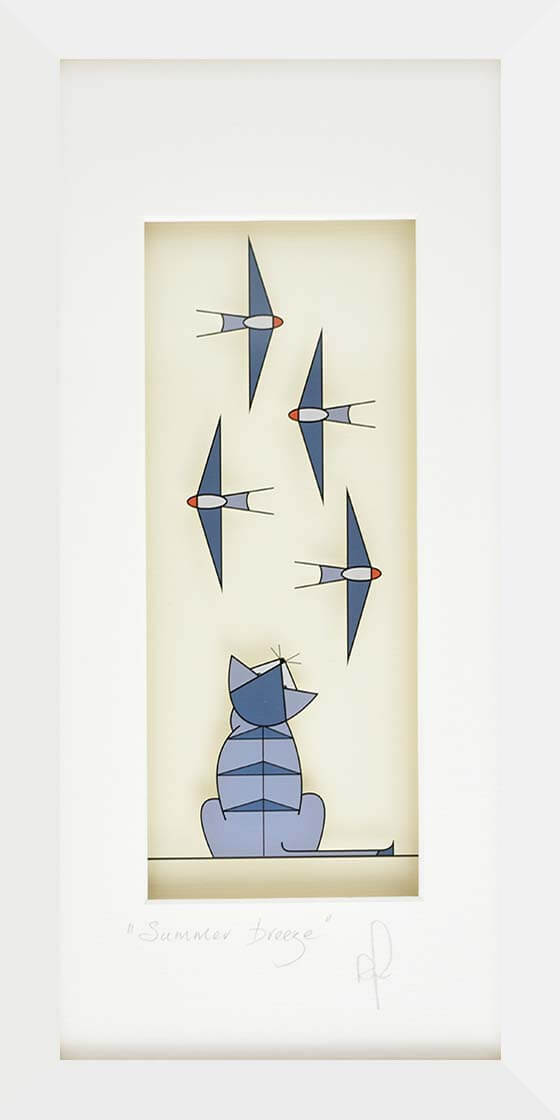 Image of a cat and swallows